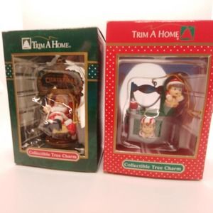 Christmas Tree Ornaments Vintage 2 of Santa & his Elfs